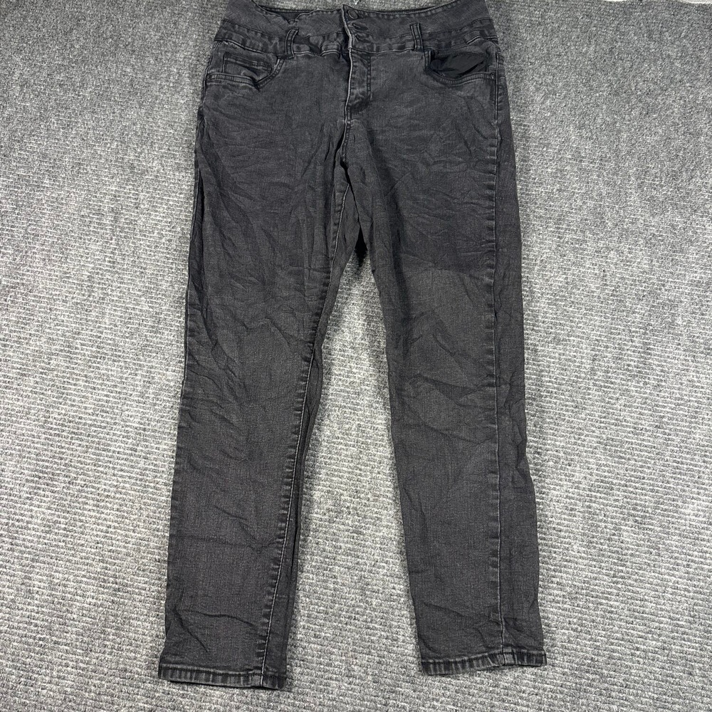 Refuge Denim Ibiza Skinny Jeans Womens 13 Black Excellent High Rise Stretch